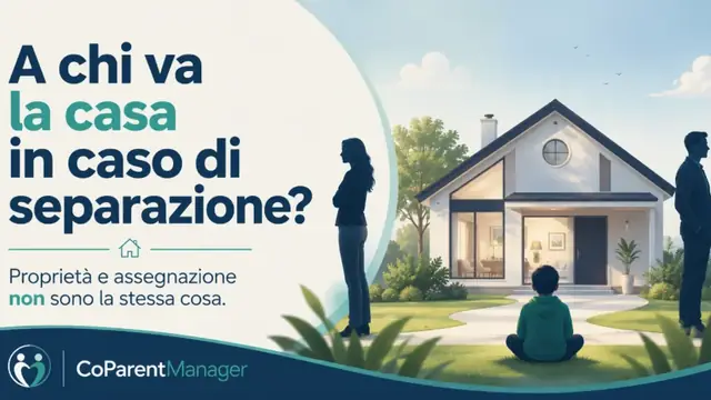 due genitori che si danno le spalle un bambino e una casa al centro
