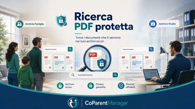 Illustrazione della ricerca protetta nei PDF dell’Archivio Famiglia di CoParentManager.