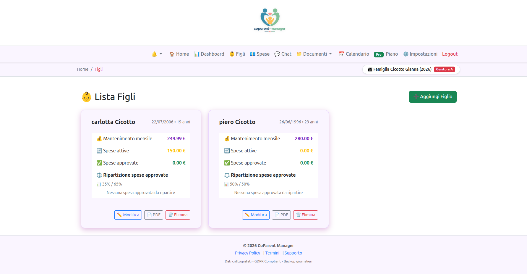 Gestione dati del caso